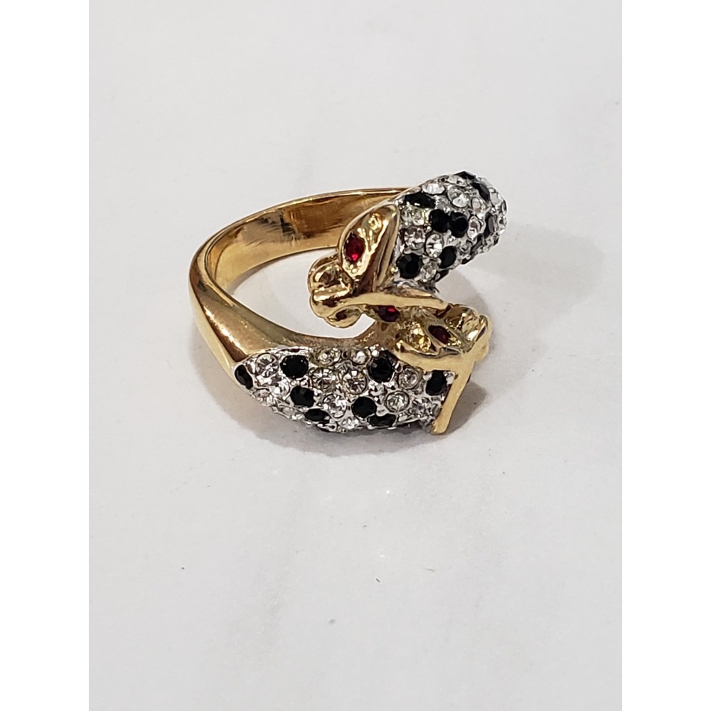 Vintage Jaguar Leopard Panther Cat Wrap Bypass Ring Two Heads Lauren G Adams 8